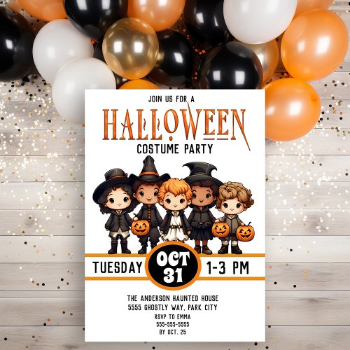 Cute Halloween Kids Costume Party Invitation
