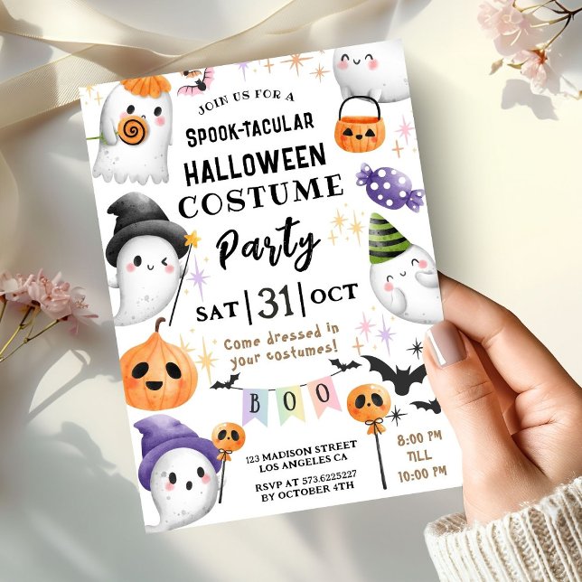 Cute Halloween Kids Costume Party Watercolor  Invitation (Creator Uploaded)