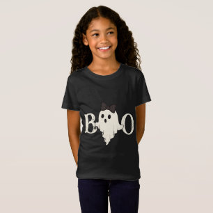 Cute Halloween Kids T-Shirt – "Boo" Ghost with Bow