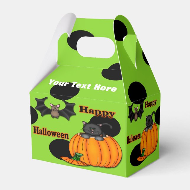 Cute Halloween Kitten, Bat Gable Favor Box (Front Side)