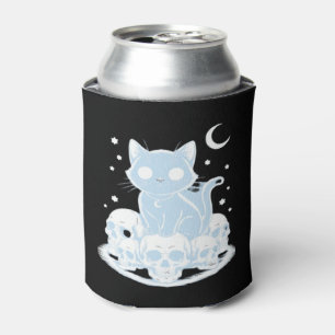 Cute Halloween Kitten Cat Gothic Aesthetic Essenti Can Cooler