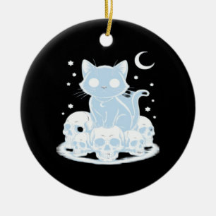 Cute Halloween Kitten Cat Gothic Aesthetic Essenti Ceramic Ornament