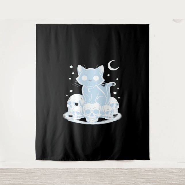 Cute Halloween Kitten Cat Gothic Aesthetic Essenti Tapestry (Front)