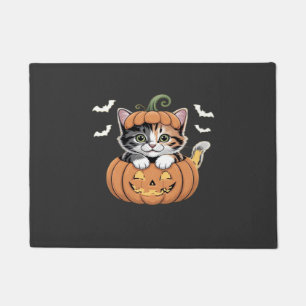 Cute Halloween Kitten in a Pumpkin Classic T-Shirt Doormat