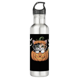 Cute Halloween Kitten in a Pumpkin Classic T-Shirt Stainless Steel Water Bottle