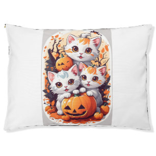 Cute Halloween Kittens with Pumpkin Card - 3 Cats Pet Bed