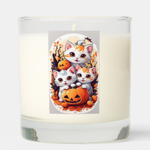 Cute Halloween Kittens with Pumpkin Card - 3 Cats Scented Candle