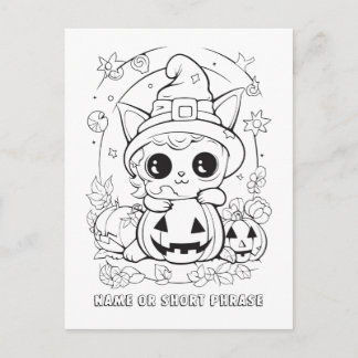 Cute Halloween Kitty Color Your Own  Postcard