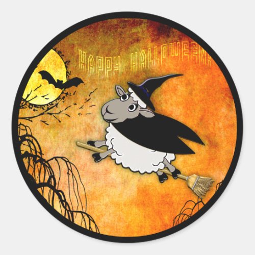 Cute Halloween Lamb_Witch Classic Round Sticker