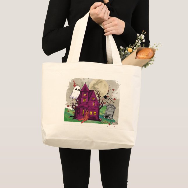Cute Halloween Large Tote Bag (Front (Product))