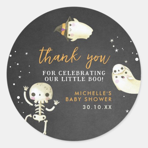 Cute Halloween Little Boo Baby Shower Thank You Classic Round Sticker