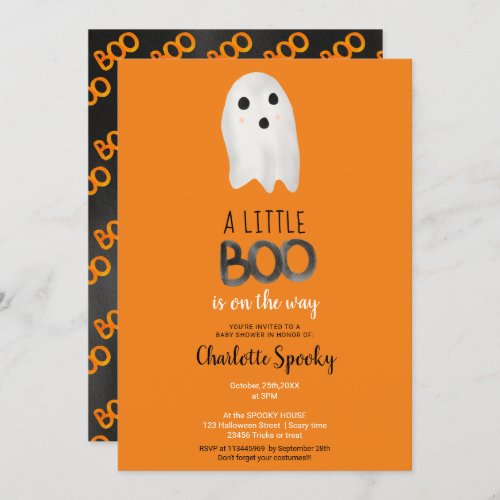 Cute Halloween little boo ghost baby shower Invitation