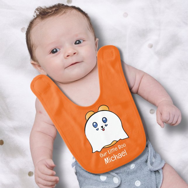 Cute Halloween Little Boo Ghost Personalized   Baby Bib (Creator Uploaded)