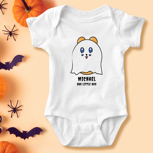 Cute Halloween Little Boo Ghost Personalized   Baby Bodysuit