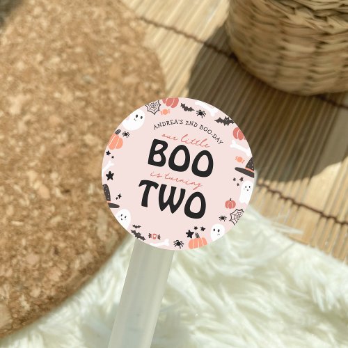 Cute Halloween Little BOO turning TWO 2nd Birthday Classic Round Sticker
