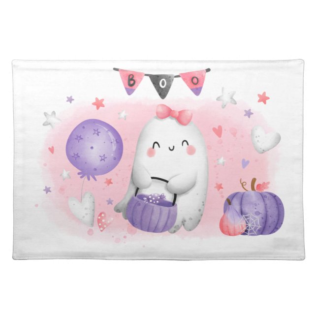 Cute Halloween Little Girl Boo Placemat (Front)