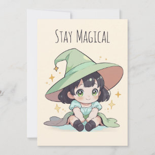 Cute Halloween Magical Kawaii Baby Witch  Holiday Card