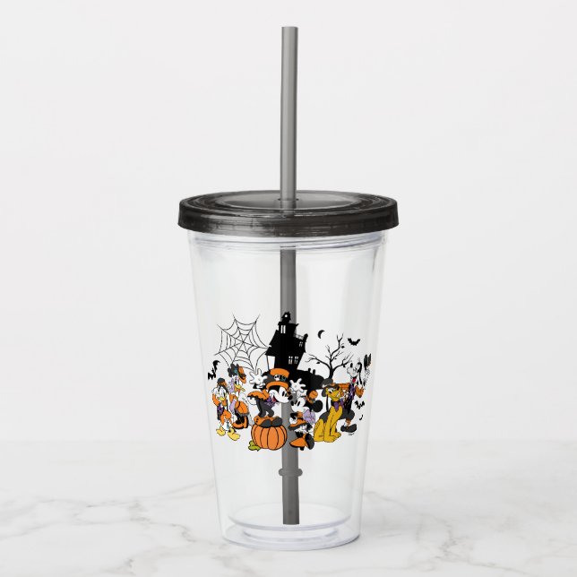Cute Halloween Mickey and Friends Acrylic Tumbler (Front)