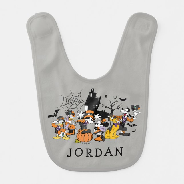 Cute Halloween Mickey and Friends Baby Bib (Front)