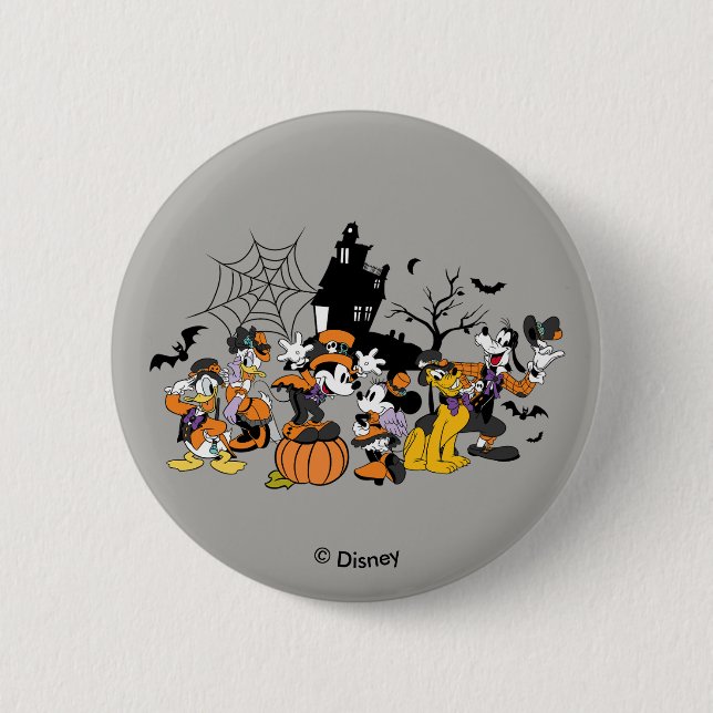 Cute Halloween Mickey and Friends Button (Front)