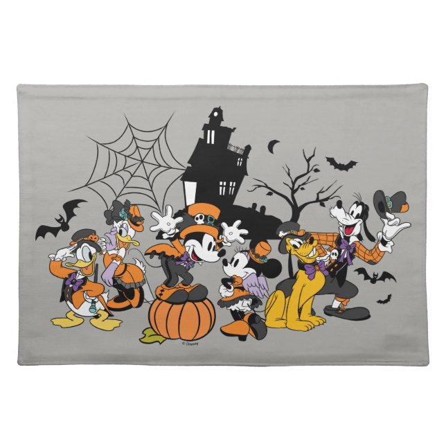 Cute Halloween Mickey and Friends Cloth Placemat (Front)