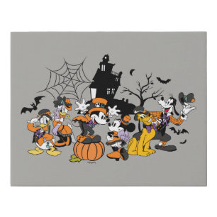 Cute Halloween Mickey and Friends Faux Canvas Print