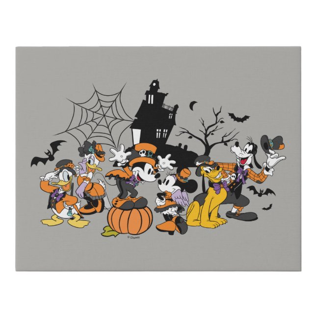 Cute Halloween Mickey and Friends Faux Canvas Print (Front)