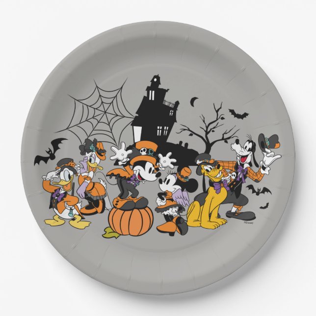 Cute Halloween Mickey and Friends Paper Plates (Front)