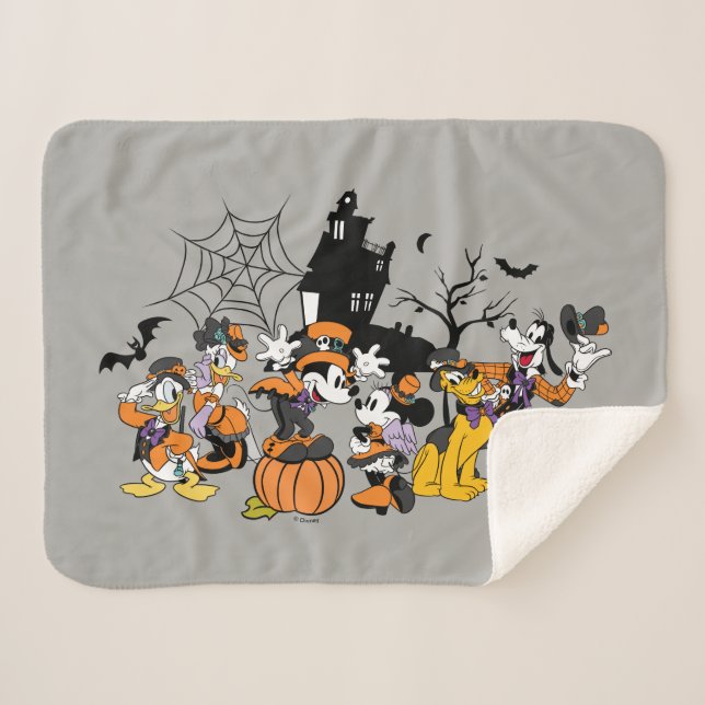 Cute Halloween Mickey and Friends Sherpa Blanket (Front (Horizontal))