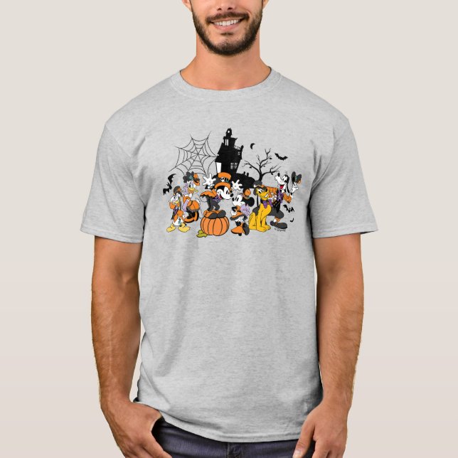 Cute Halloween Mickey and Friends T-Shirt (Front)