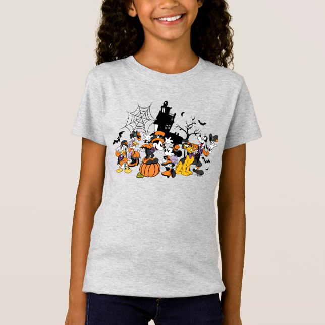 Cute Halloween Mickey and Friends T-Shirt (Front)