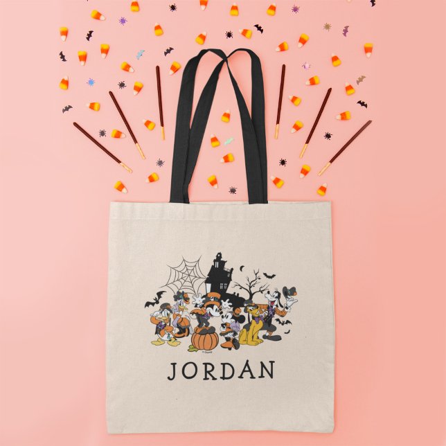 Cute Halloween Mickey and Friends Tote Bag (Tote bag on table)