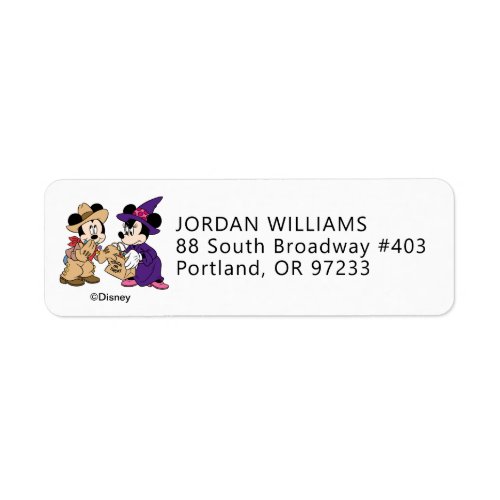 Cute Halloween Mickey and Minnie Label