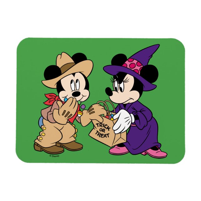 Cute Halloween Mickey and Minnie Magnet (Horizontal)