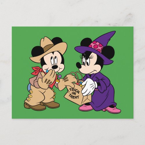 Cute Halloween Mickey and Minnie Postcard