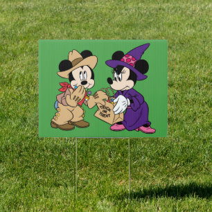 Cute Halloween Mickey and Minnie Sign