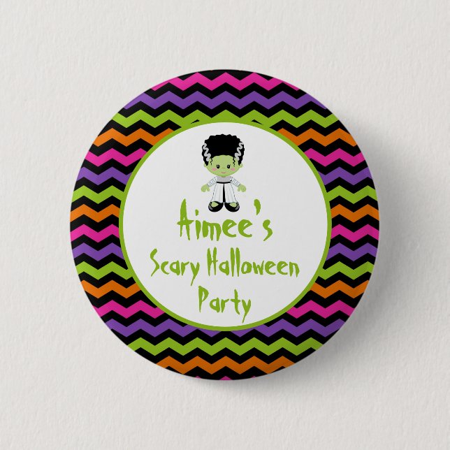Cute Halloween Monster Girl Halloween Party Button (Front)