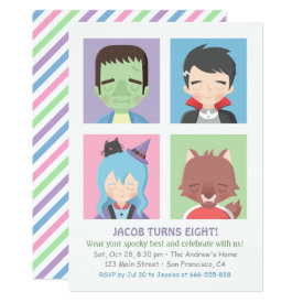 Cute Halloween Monster Kids Party Invitations