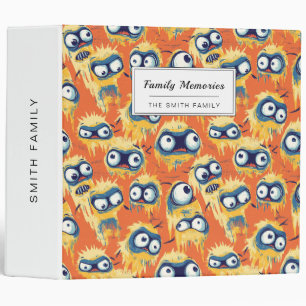 Cute Halloween Monster Yellow Orange 3 Ring Binder