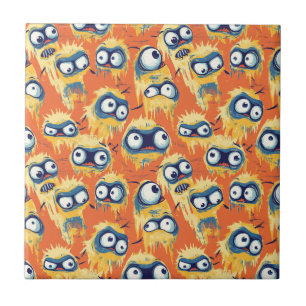 Cute Halloween Monster Yellow Orange Ceramic Tile