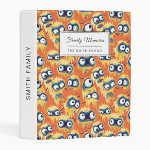 Cute Halloween Monster Yellow Orange Mini Binder