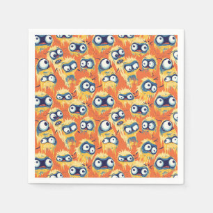 Cute Halloween Monster Yellow Orange Napkins