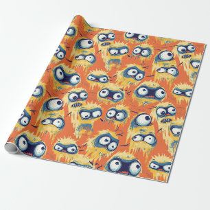 Cute Halloween Monster Yellow Orange Wrapping Paper
