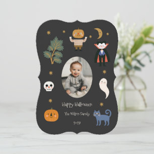 Cute Halloween Monsters Personalized Photo Holiday Card