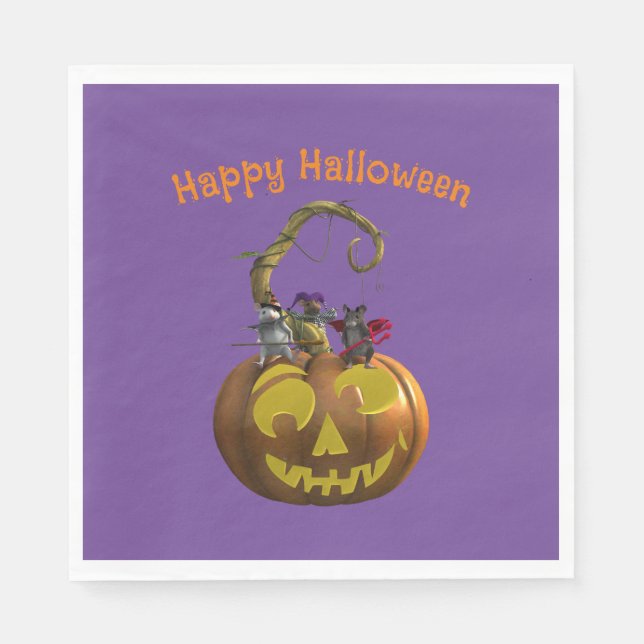 Cute Halloween Mouse Trio Napkins (Front)