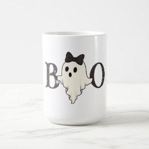 Cute Halloween Mug – "Boo" Ghost with Bow