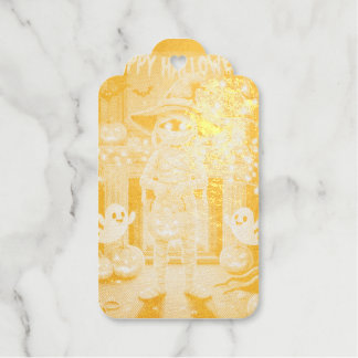 Cute Halloween Mummy and Ghosts Kids Self Inking Foil Gift Tags