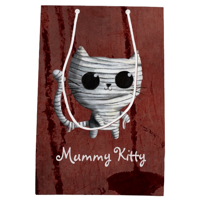 Cute Halloween Mummy Cat Medium Gift Bag (Back)