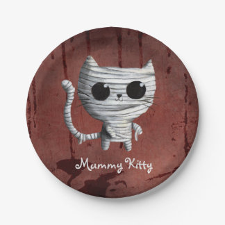 Cute Halloween Mummy Cat Paper Plates