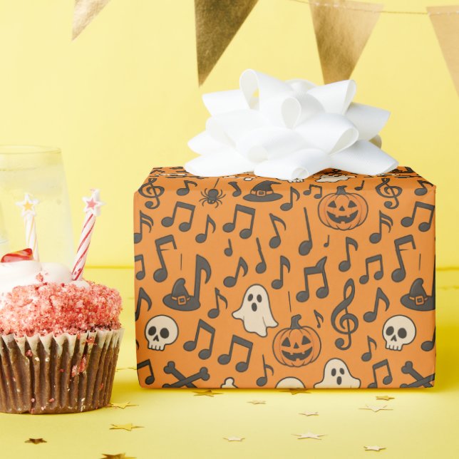 Cute Halloween Music Wrapping Paper (Birthday Party)